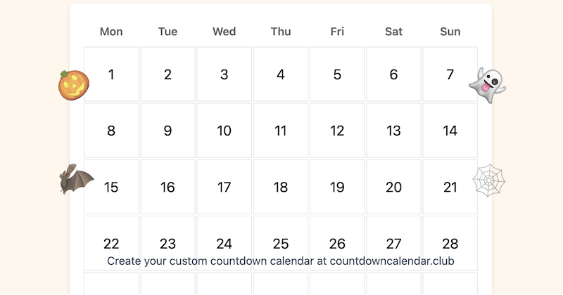 Halloween Countdown Calendar Example